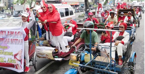 Dewan UMKM Sumut Konvoi Meriahkan HUT Ke - 77 RI