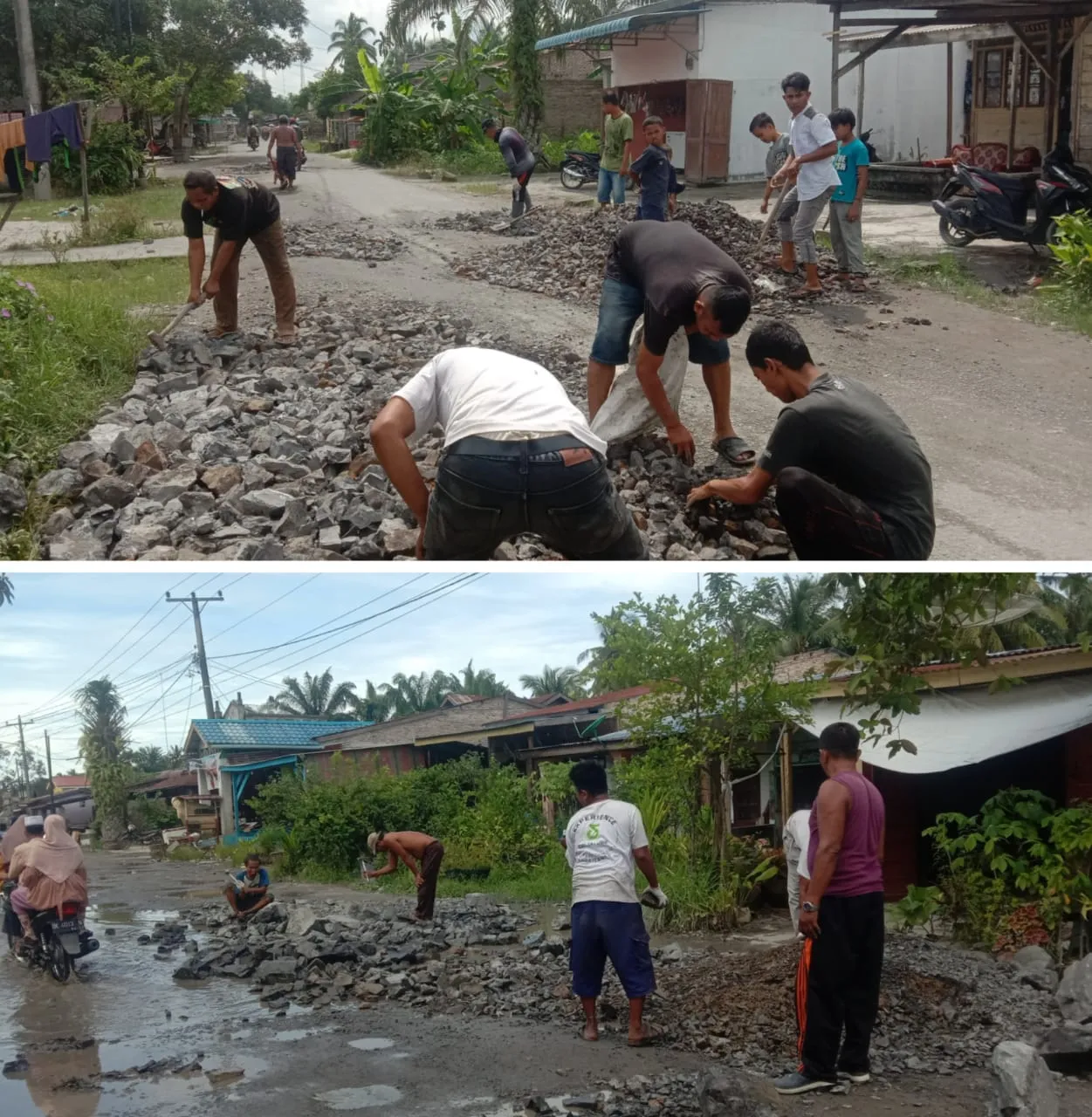 DPRD Nibung Hangus Gotroy Bersama Masyarakat Tutupi Jalan Berlobang