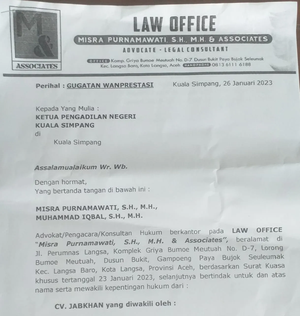 Digugat Rekanan, Dinas PUPR Aceh Tamiang Tidak Hadiri Sidang