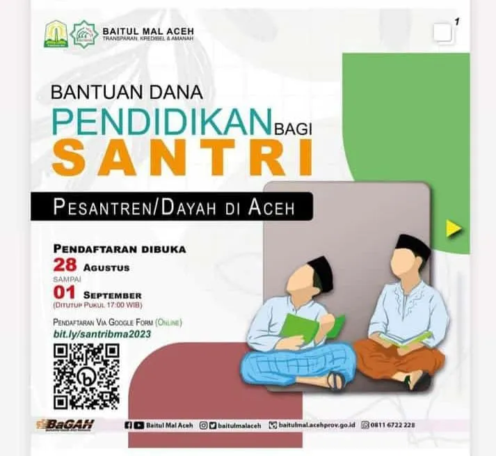 BMA Buka Bantuan Dana Pendidikan Santri, Pendaftaran Secara Online