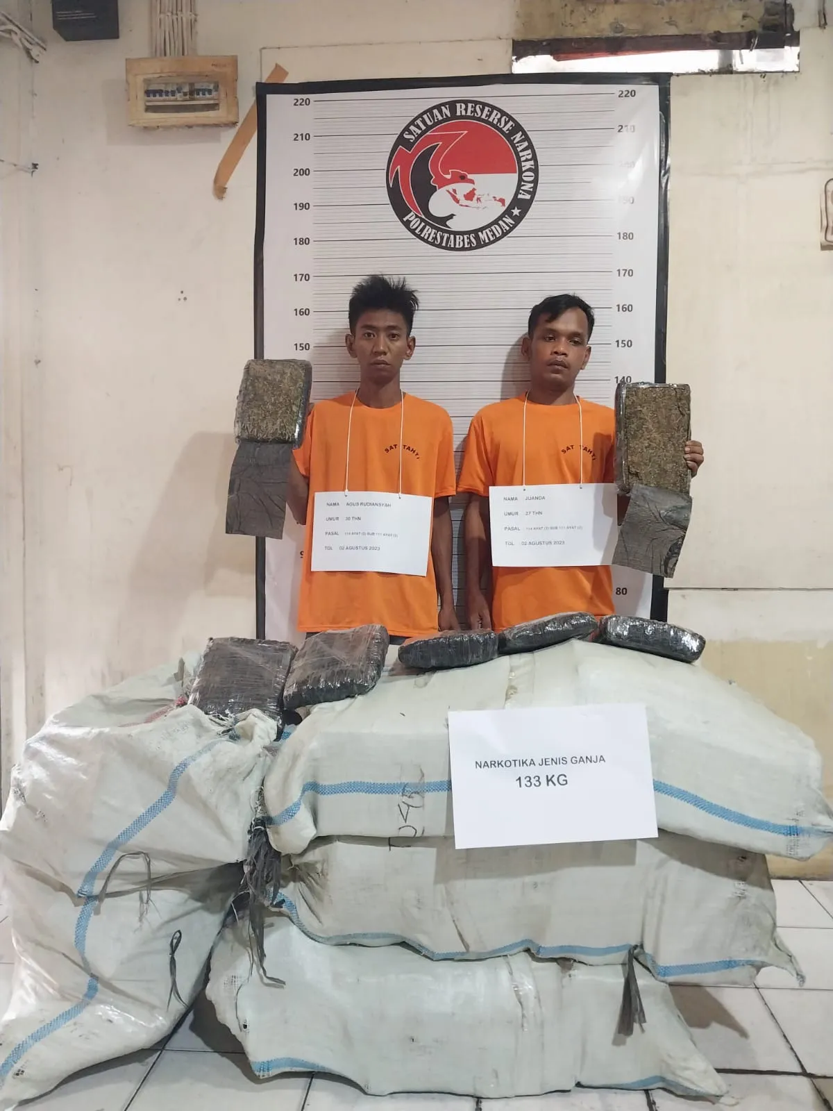 Polrestabes Medan Gagalkan Peredaran 133 Kg Ganja