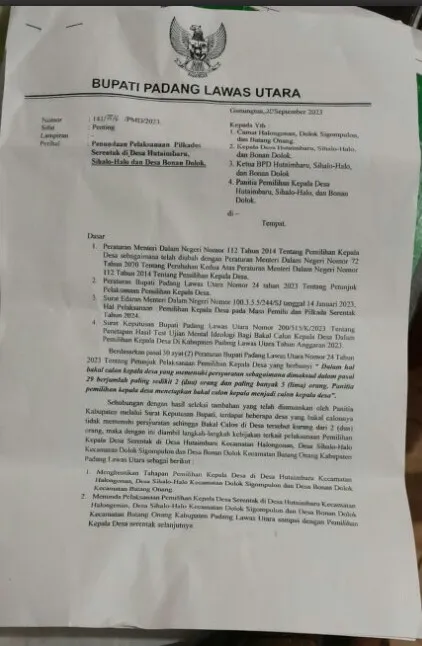 Bupati Paluta Umumkan Penundaan Tahapan Pilkades di Beberapa Desa.
