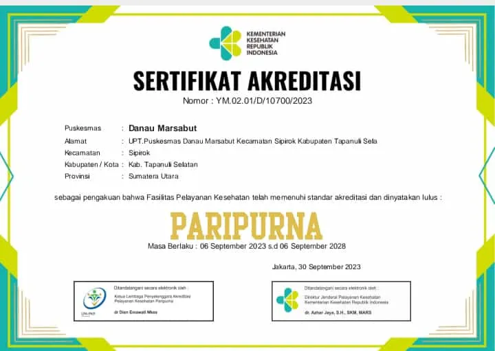 Puskesmas Danau Marsabut Raih Akreditasi "PARIPURNA"