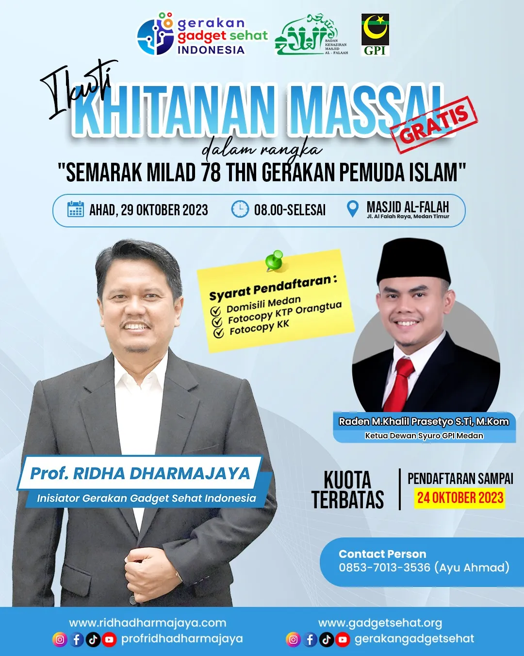 GPI Sumut, GGSI Dan BKM Al Falah Kolaborasi Adakan Khitanan Massal