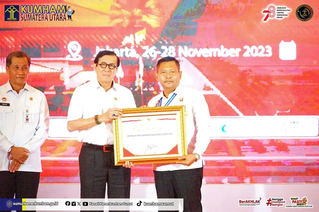 Kanwil Kemenkumham Sumut Raih Penghargaan Terbaik Tiga Pelatihan MOOC