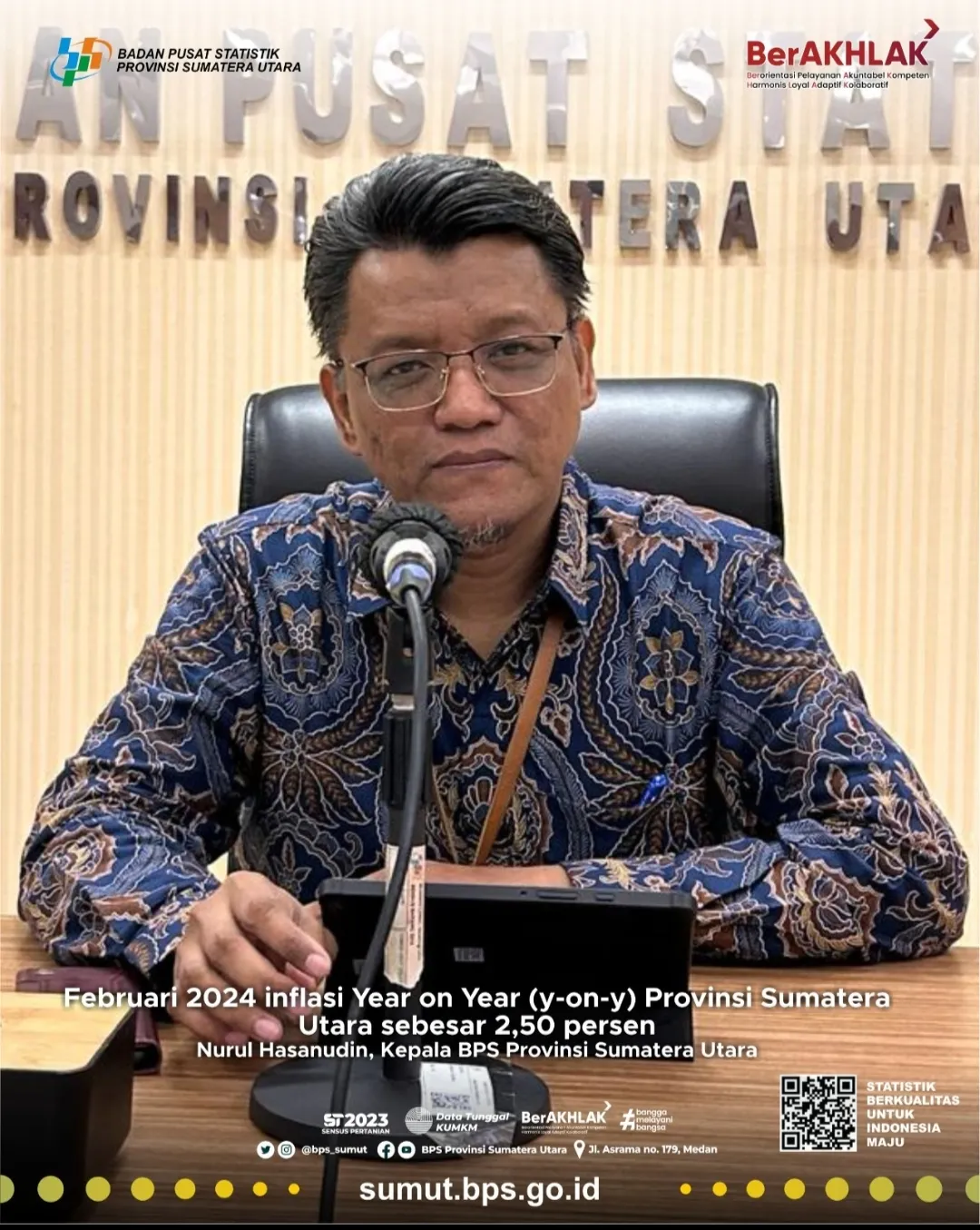 Pebruari 2024, Sumut Inflasi 2,50 Persen