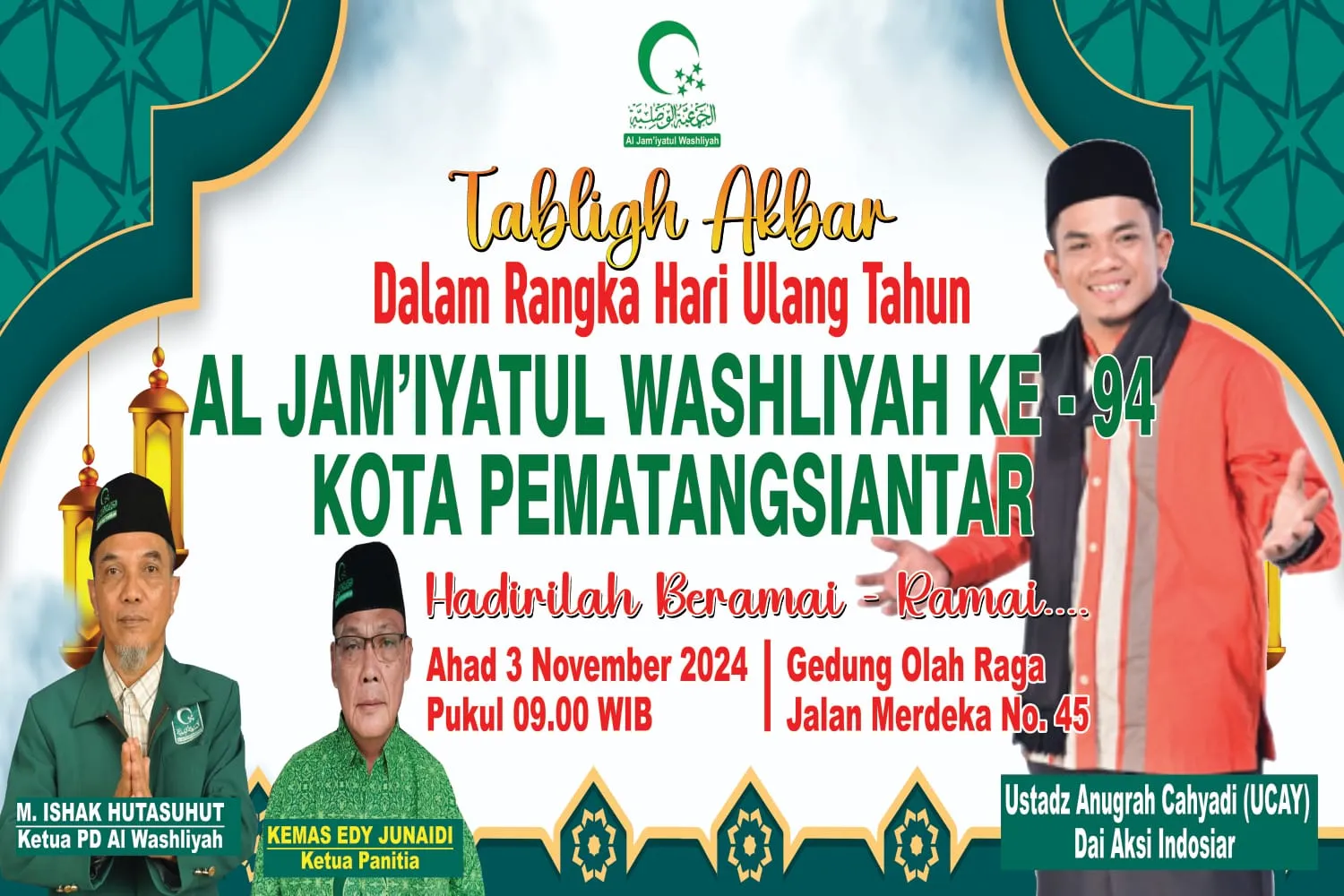 Ucay Akan Meriahkan Milad Al Jam'iyatul Washliyah Ke 94 Di Siantar