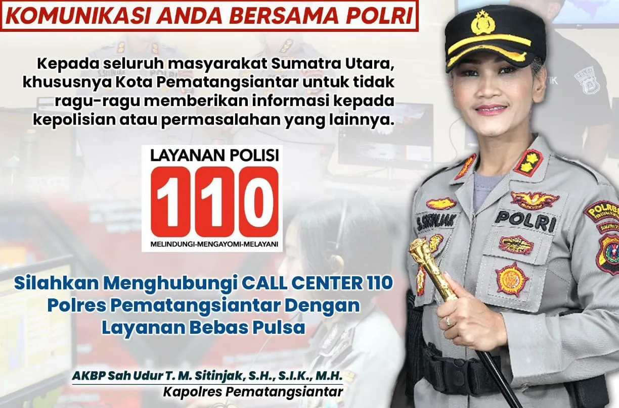 Untuk Permudah Layanan, Kapolres P.Siantar Ajak Masyarakat Gunakan Call Center 110 