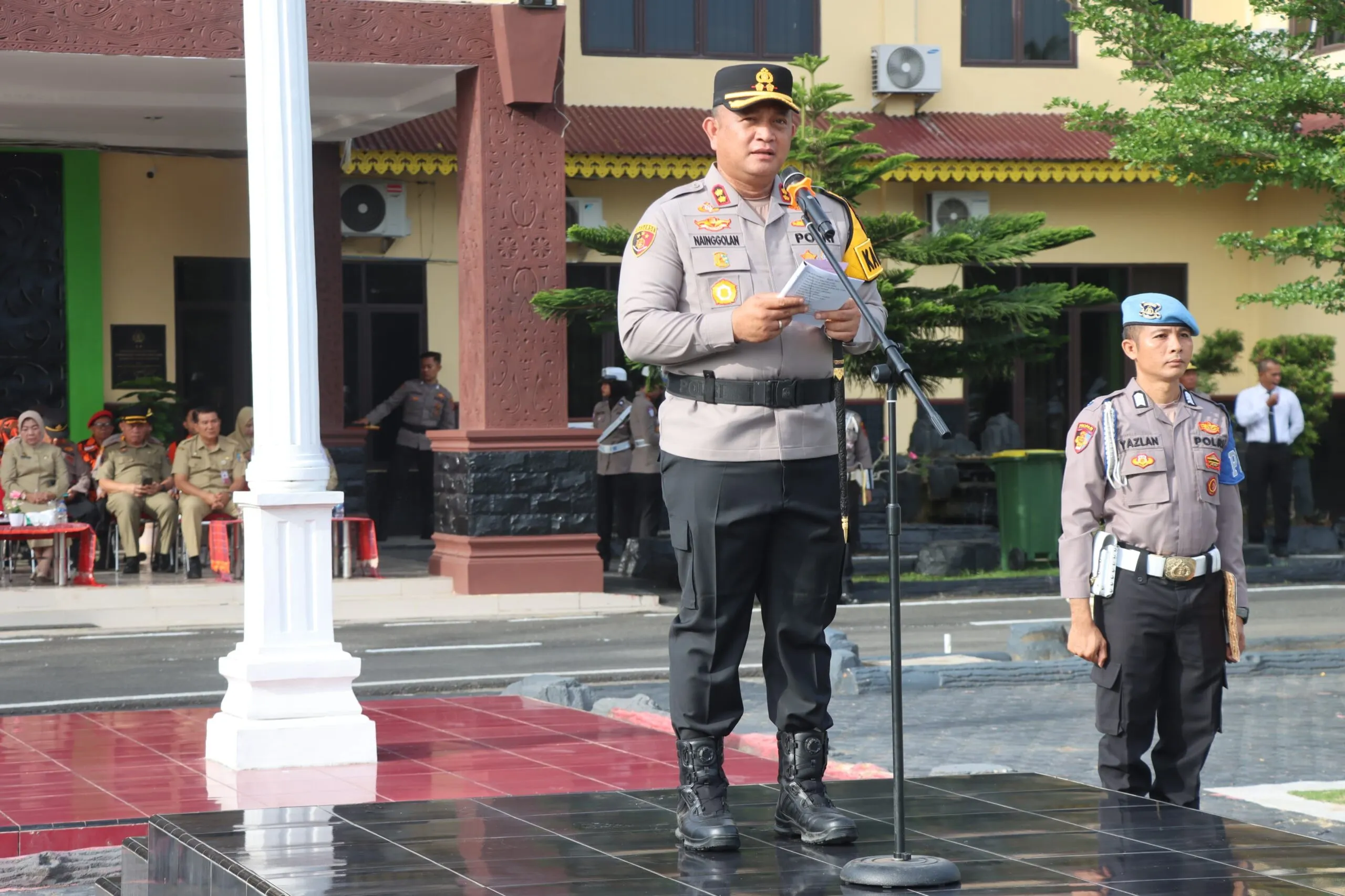 Bupati Batubara Hadiri Apel Pasukan Ops Toba 2025 Dimako Polres