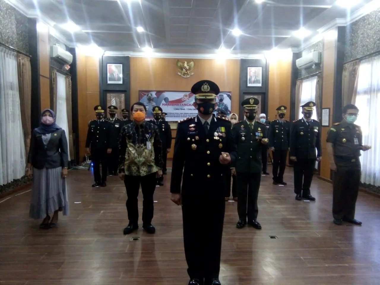 Polres Dan Forkopimda Langkat Upacara HUT Bhayangkara Ke 75