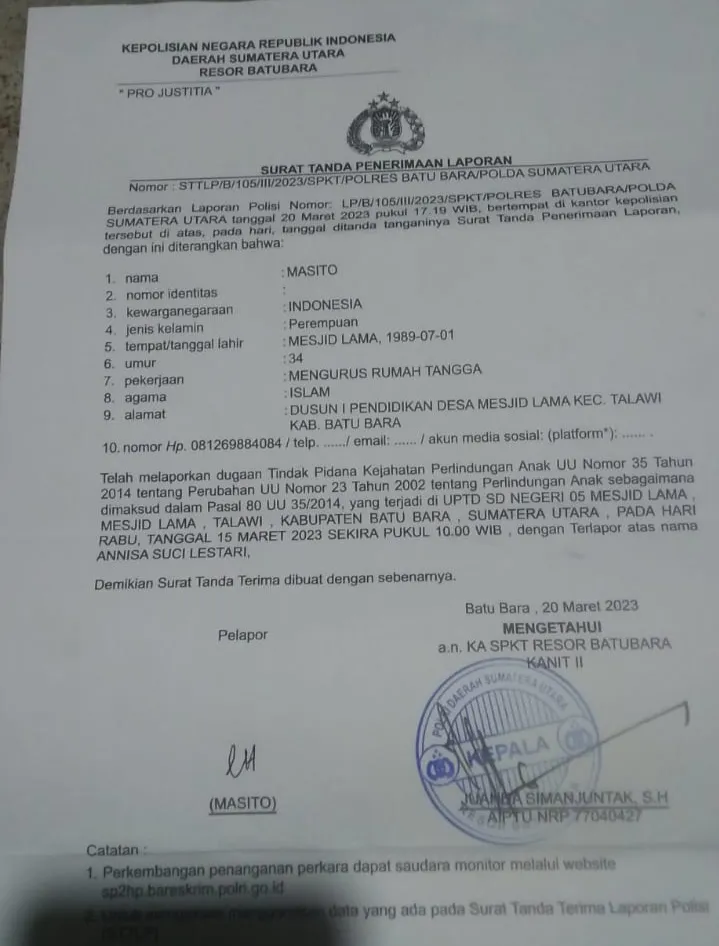 Siswa SD Korban Kekerasan Guru UPTD 05
