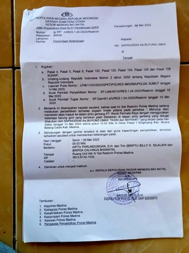 Polres Madina Panggil 22 Massa Singkuang 1