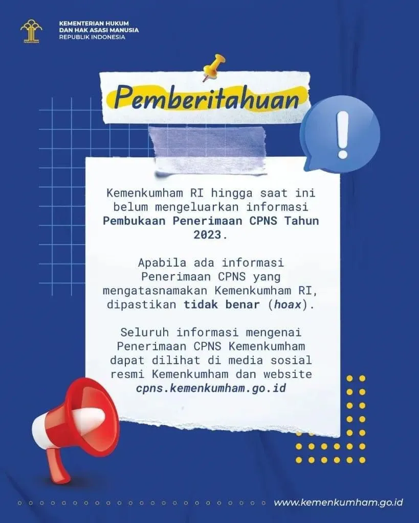 Kemenkumham Belum Buka Penerimaan CPNS 2023