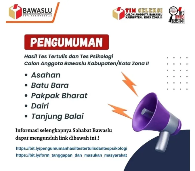 Umumkan 12 Calon, Bawaslu Batu Bara Tereliminasi