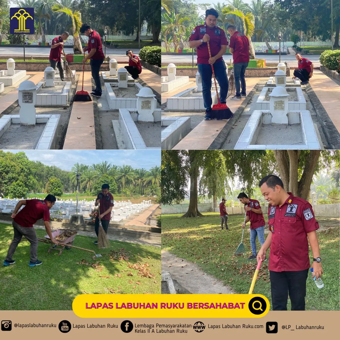 Sambut HUT RI Ke-78, Lapas Kelas IIA Bersihkan Taman Makam Pahlawan