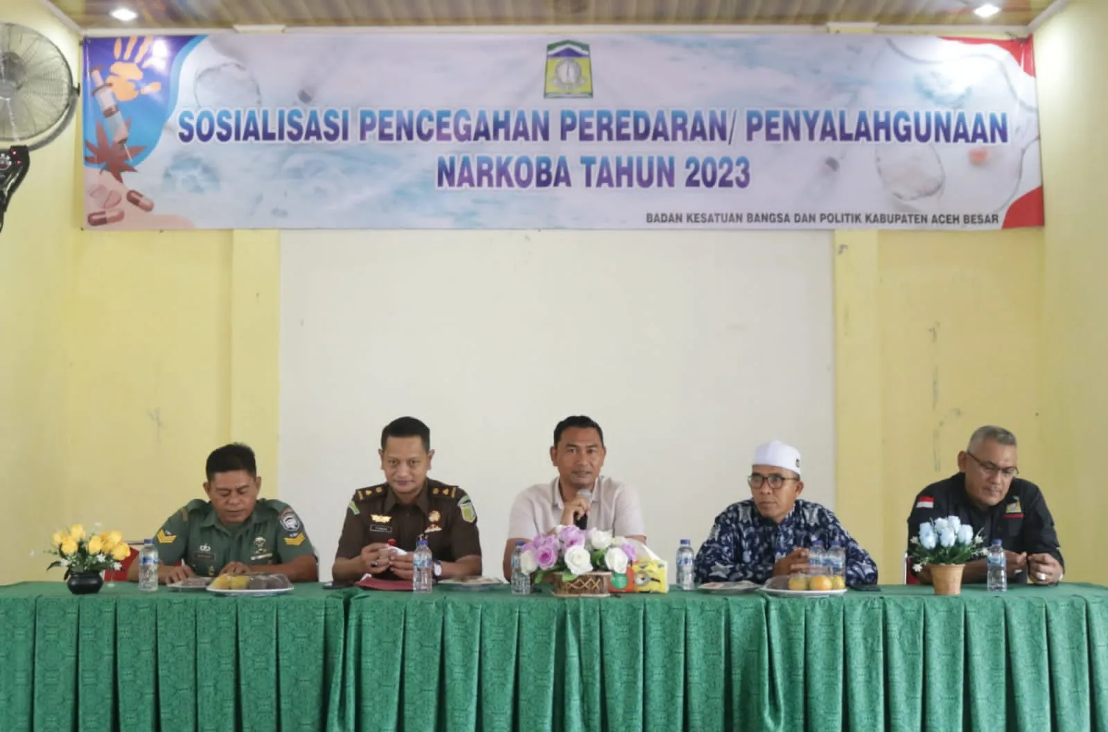 Kesbangpol Aceh Besar Gelar Sosialisasi Tentang Bahaya Narkoba Kepada Masyarakat Montasik