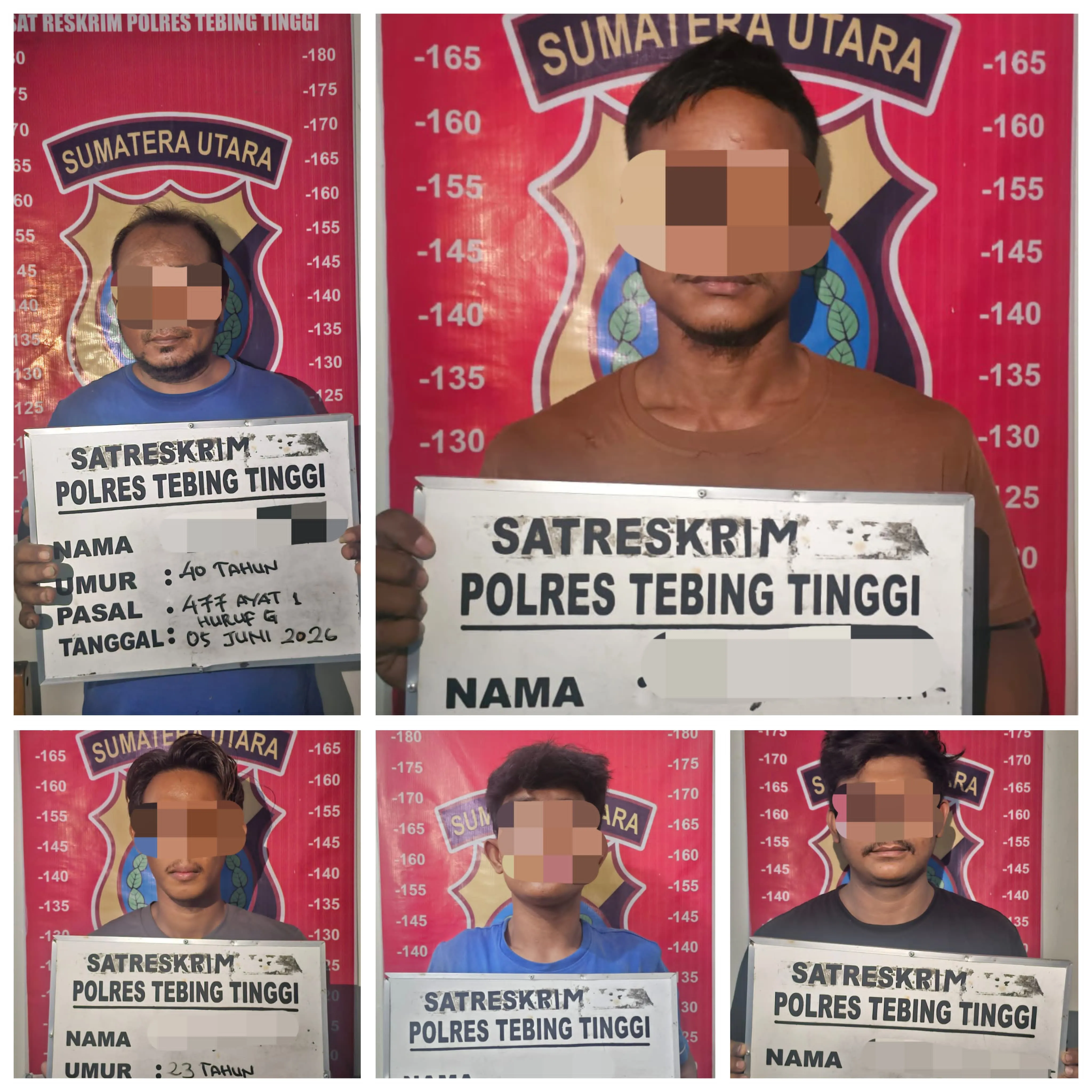 Polres Tebingtinggi Tangkap 5  orang Pelaku Pencurian