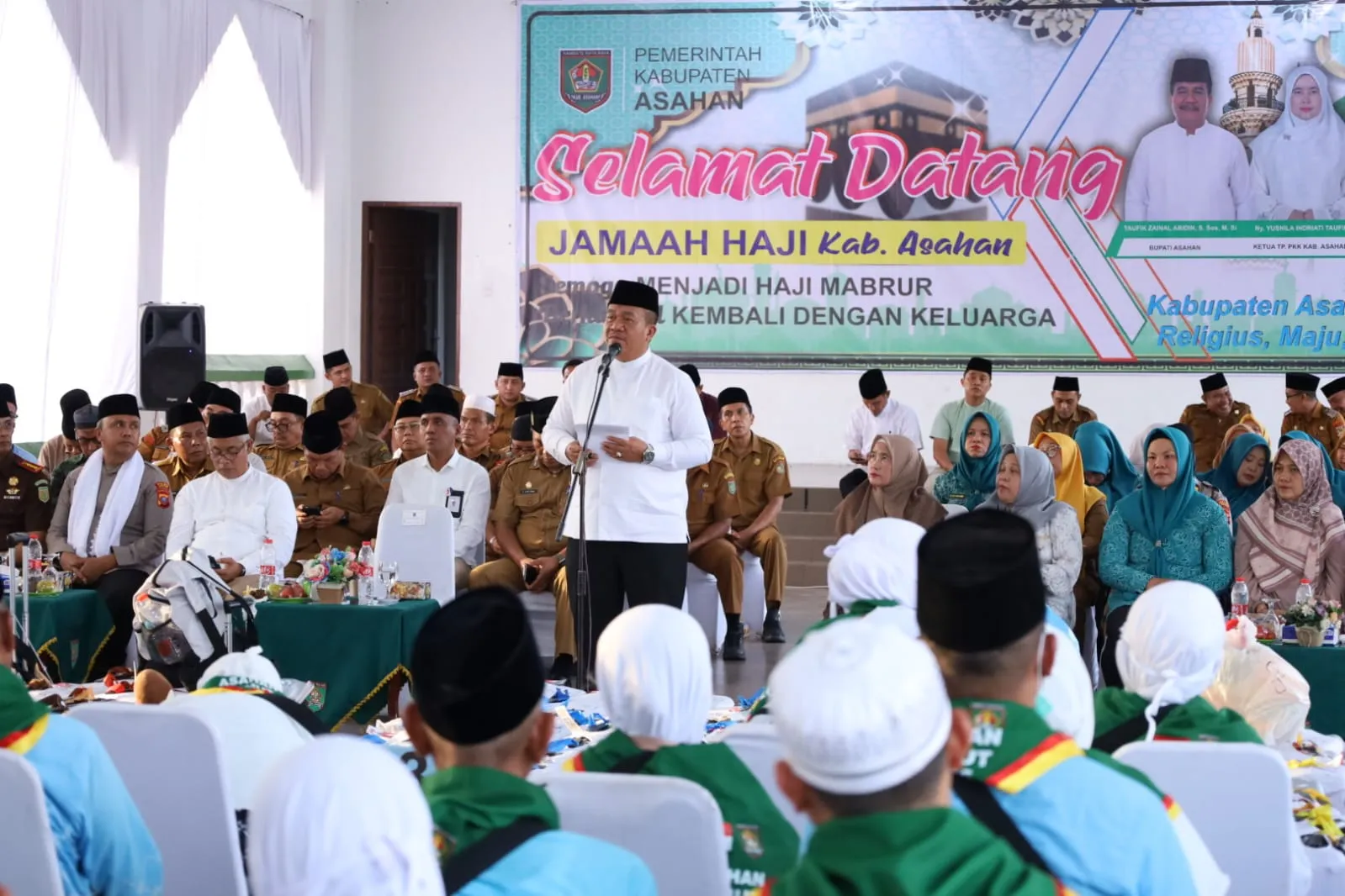 Bupati Asahan Sambut Jamaah Haji Digedung Tahfiz Masjid Ahmad Bakrie