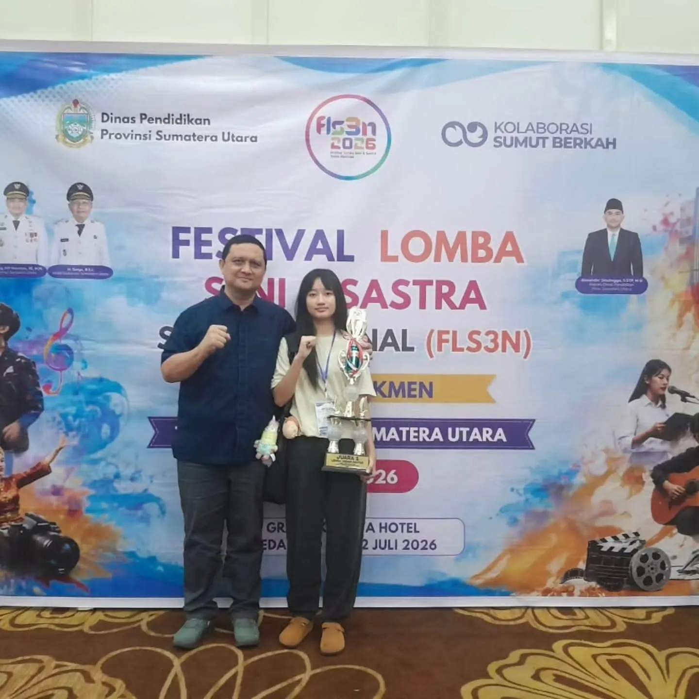 Nashya Balqish Efendy Siregar Juara I Desain Poster FLS2N Sumut, Siap Wakili ke Tingkat Nasional