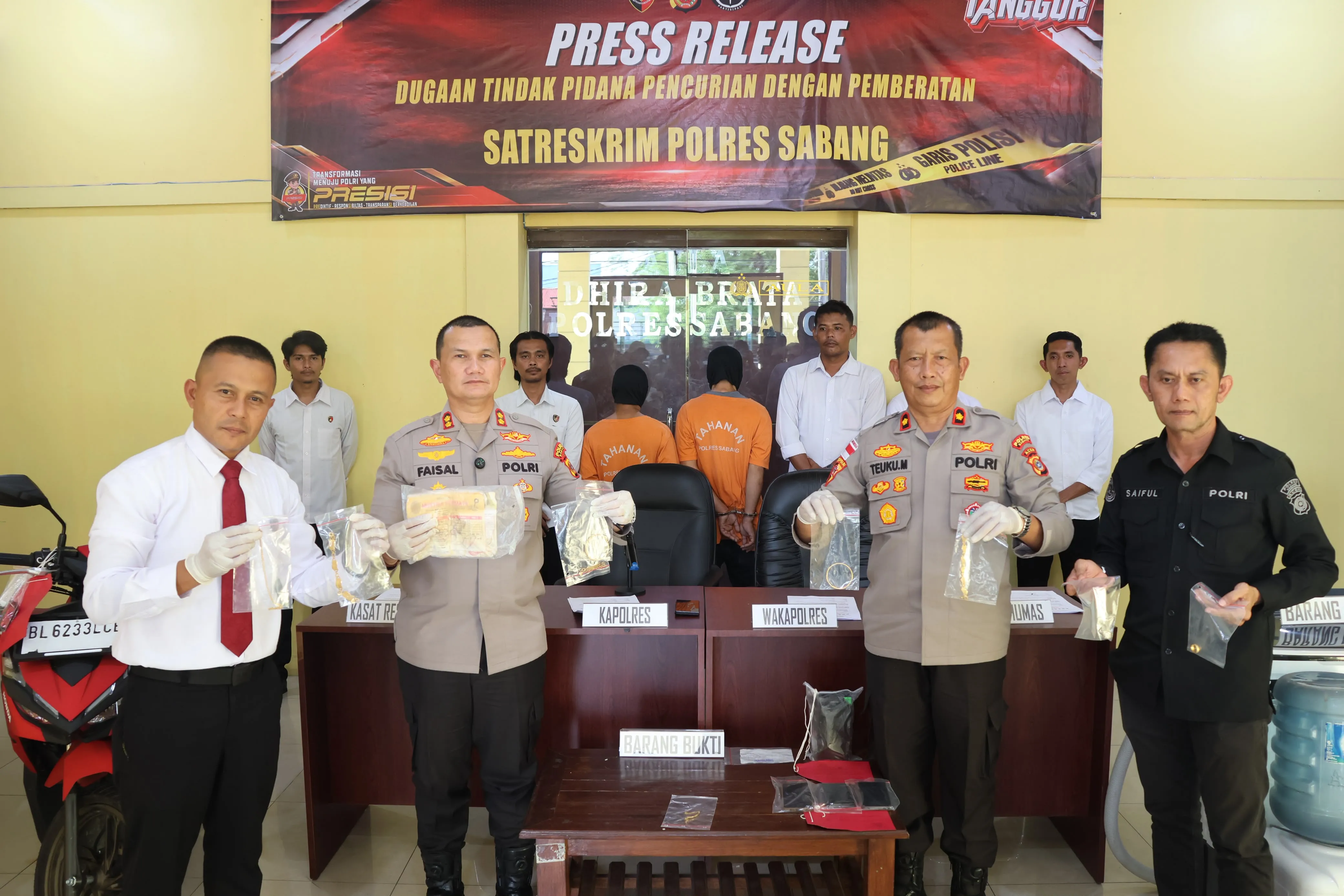 Polres Sabang Bekuk Tiga Pelaku Curat Rp 481   Juta, Seorang Masih di Bawah Umur