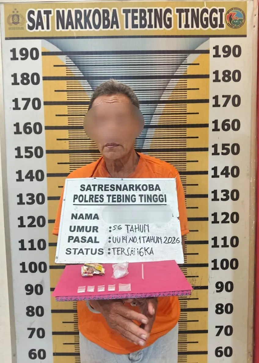 Residivis Kambuhan E Alias Asun (56) Kembali Ditangkap Satresnarkoba Polres Tebing Tinggi