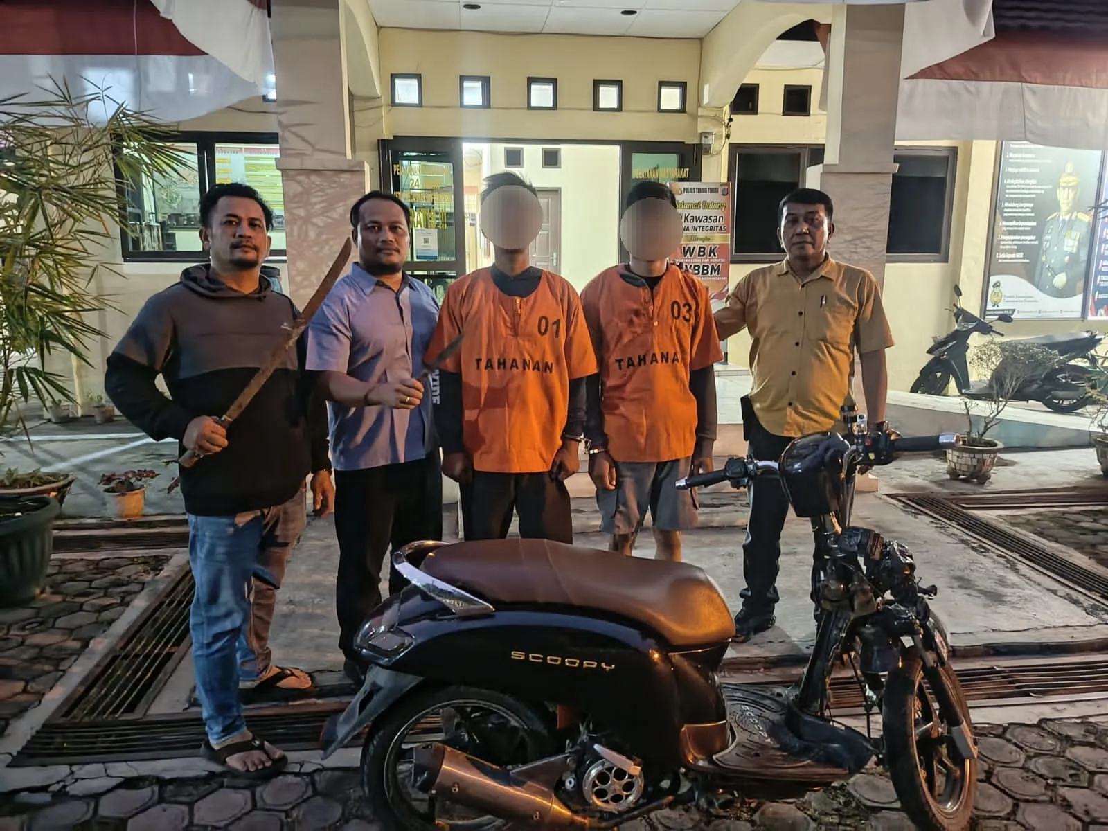Polsek Padang Hulu Bekuk Dua Pelaku Begal Bersenjata Samurai di Tebing Tinggi