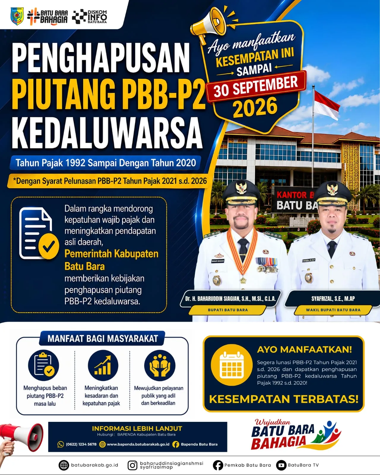 Pemkab Batubara Beri Penghapusan Piutang  PBB-P2 Kadaluarsa