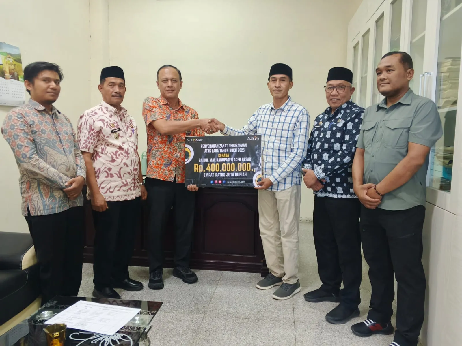Salurkan Zakat Rp 400 Juta, BAS Gandeng Baitul Mal Aceh Besar