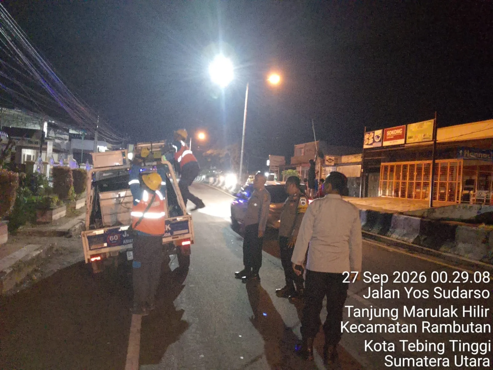 Polsek Tebingtinggi Amankan Lokasi Putusnya Kabel PLN