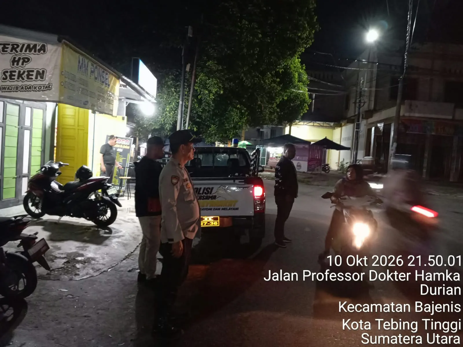 Tekan Kejahatan Jalanan, Polsek Padang Hulu dan Padang Hilir Gelar Patroli Gabungan Malam Hari
