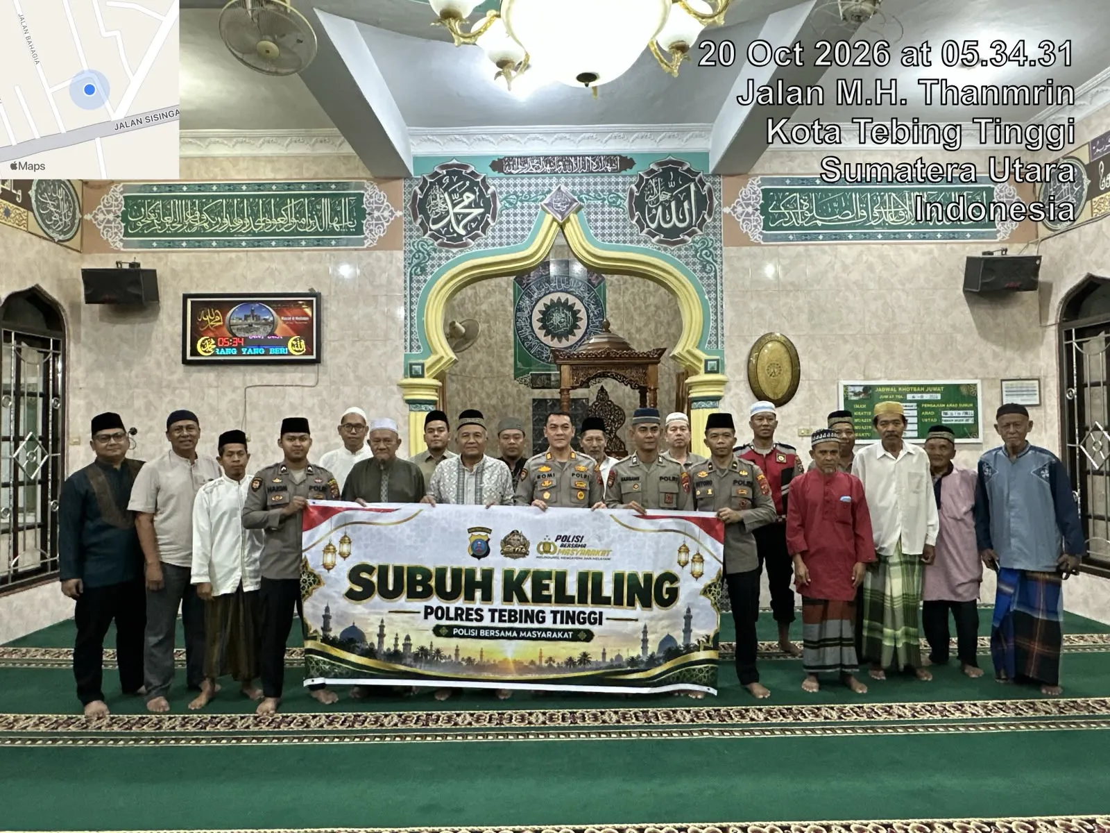 Polres Tebingtinggi Sambangi Masjid Al Muttaqin Lewat Sholat Subuh Keliling.