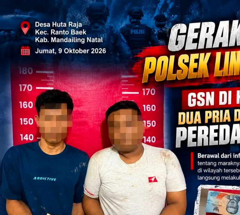 Polsek Lingga Bayu Madina Amankan Dua Pria Pengedar Sabu