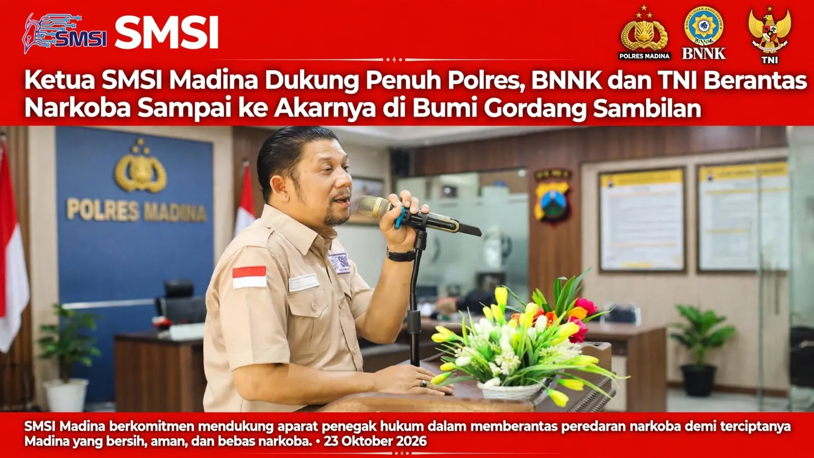 Ketua SMSI Madina Dukung Polres, BNNK Dan TNI Berantas Narkoba