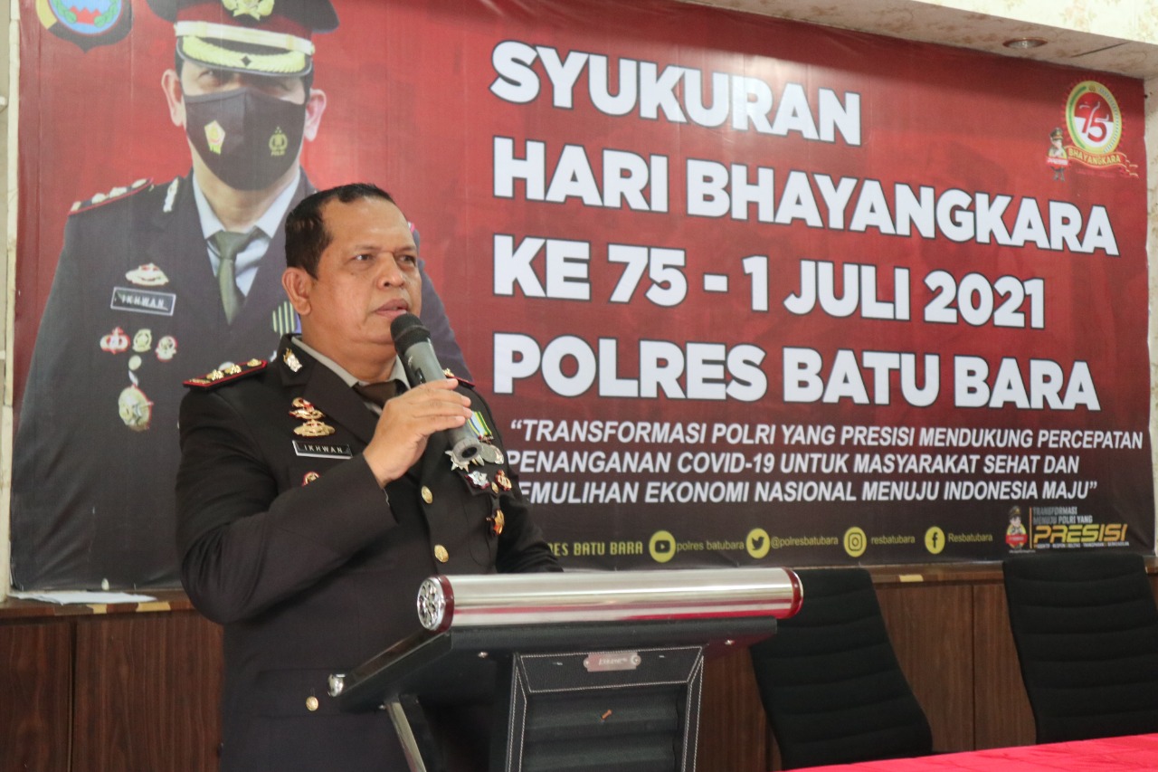 Syukuran Hari Bhyangkara ke-75 Tahun 2021 Polres Batubara Zoom Meeting bersama Hari Bhyangkara ke -75 bersama Kapolda Sumatera Utara Irjen Pol Drs.Panca Putra Simanjuntak M.SI, Kamis (01/7/1021).beritasore/Alirsyah