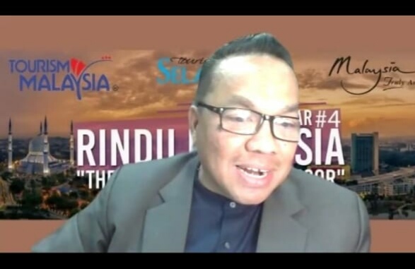 Konsul Pelancongan Malaysia di Medan atau yang lebih dikenal dengan Direktur Tourism Malaysia Medan, Hishamuddin Mustafa, pada Webinar Rindu Malaysia Kamis (1/7/2021). beritasore/laswie Wakid