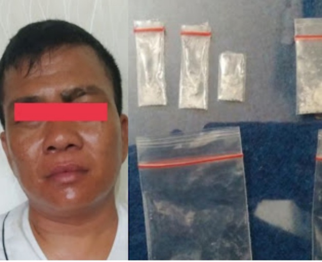 S alias Aril Tato (42) kini berada di Kantor Satres Narkoba Polres Batubara, Rabu (17/11/2021).beritasore/Alirsyah