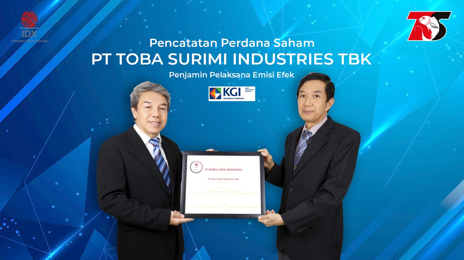 Berita Sore/ist Gindra Tardy, Direktur Utama PT Toba Surimi Industries pada IPO perusahaan itu di Bursa Efek Indonesia Jakarta Rabu (10/8/2022).