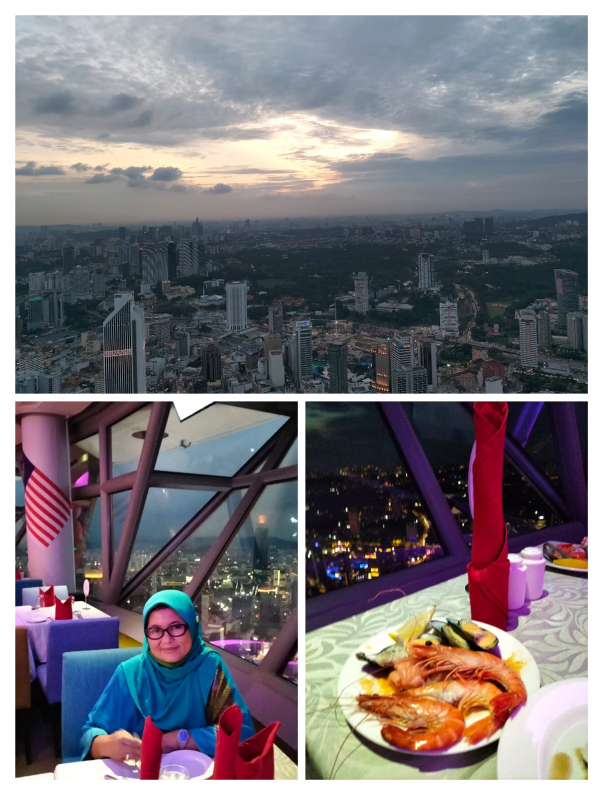 Suasana kota Kuala Lumpur di malam hari dilihat dari Restoran Atmosphere 360, Menara Kuala Lumpur Kamis (8/9/2022) malam. beritasore/laswie wakid