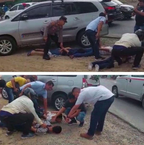 Polres Batu Bara ringkus perampok asal dari Aceh di dekat Rel Kereta Api (KA) Lima Puluh Kelurahan Lima Puluh kota, Kecamatan Lima Puluh Kabupten Batu Bara Sumatera Selasa (13/9/2022).beritasore/alirsyah