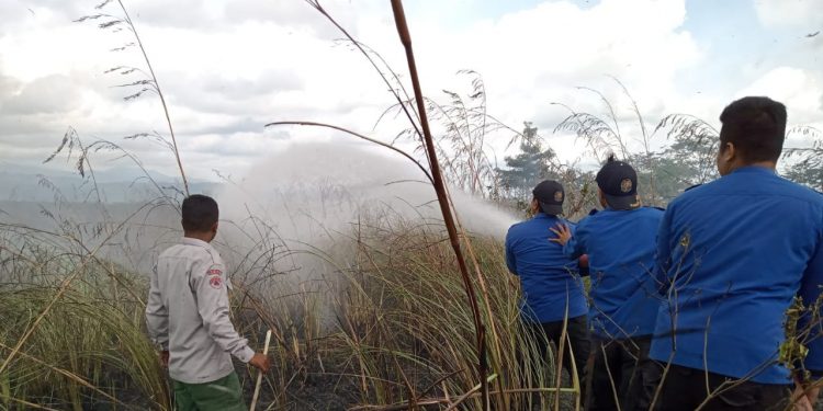 Situasi kebakaran 2 hektar lahan di area pertapakan perkantoran Pemkab Tapsel  tepatnya di Desa Tolang Kec.Sipirok pada Selasa (20/9) kemarin. beritasore/Birong RT
