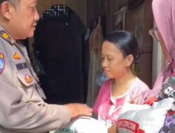 Polsek Medan Baru Bagikan Sembako Warga Kurang Mampu