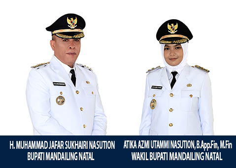 Bupati Mandailing Natal HM Jafar Sukhairi Nasution dan Wakil Bupati Atika Azmi Utammi Nasution, B.App, Fin, M.Fin di Aula Tengku Rizal Nurdin, Medan, Kamis (22/7-2021), seusai pelantikan. beritasore/ist