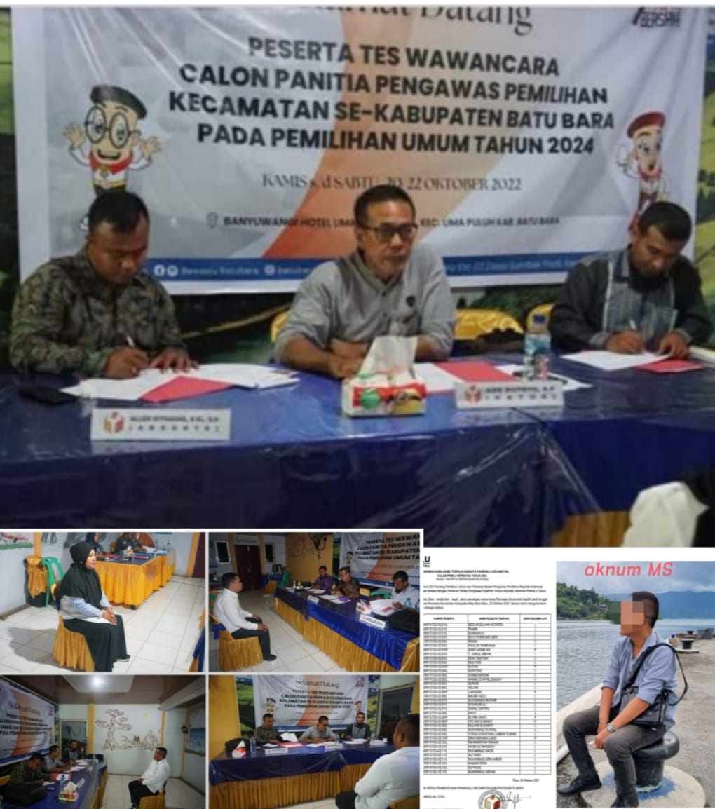 Ketua Bawaslu Kabupaten Batu Bara seleksi uji wawancara di Hotel Banyuwangi Lima Puluh Kabupaten Batu Bara. Beritasore/ist