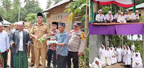 ( Foto Kiri ) Bupati Madina HM Jafar Sukhairi Nasution meresmikan pengajian Al-Amalatun Nazlyyah serta aqiqah putri dari Usyadz Hendri Nasution, dalam rangkaian memberangkatkan 10 warga umroh gratis, ( Foto Kanan) Jamaah pengajian Al-Amalatun Nazlyyah. beritasore/ist