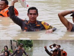 Kapolres Batubara dan Jajarannya Terjun Langsung Tangani Banjir