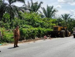 Camat Pulau Rakyat Bersihkan Sampah di Pinggir Jalinsum