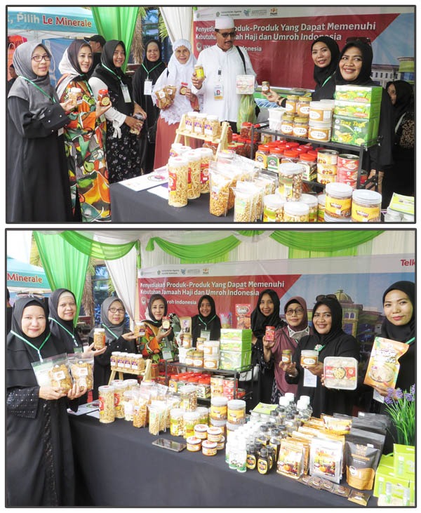 Foto: Surya Efendi PRODUK UKM DI ASRAMA HAJI MEDAN: Para pelaku UKM dan IKM memperlihatkan aneka produknya masing-masing yang bisa dibawa jamaah calon haji ke tanah suci, di Asrama Haji Medan, Minggu (28/5).