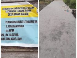 Diduga Ada Permainan Pembangunan Rabat Beton Desa Bagan Dalam Rp.182.707. 000