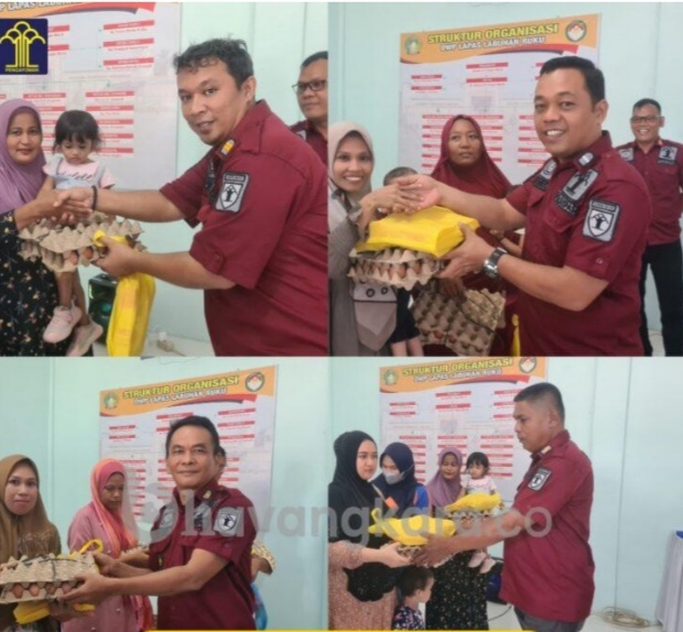 Teks fhoto: Pengentasan Stunting dalam rangka memperingati Hari Kementerian Hukum dan HAM RI ke-78/2023 Kalapas Kelas IIA Labuhan Ruku bersama jajaran melaksanakan kegiatan Bakti Sosial. beritasore/alirsyah