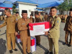 Apel Gabungan ASN, Pemkab Batu Bara Bagikan Ribuan Bendera Merah Putih